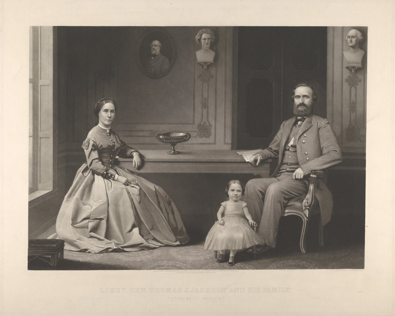 Generalløjtnant Thomas J. Jackson og hans familie Stonewall Jackson, 1866. af William Sartain
