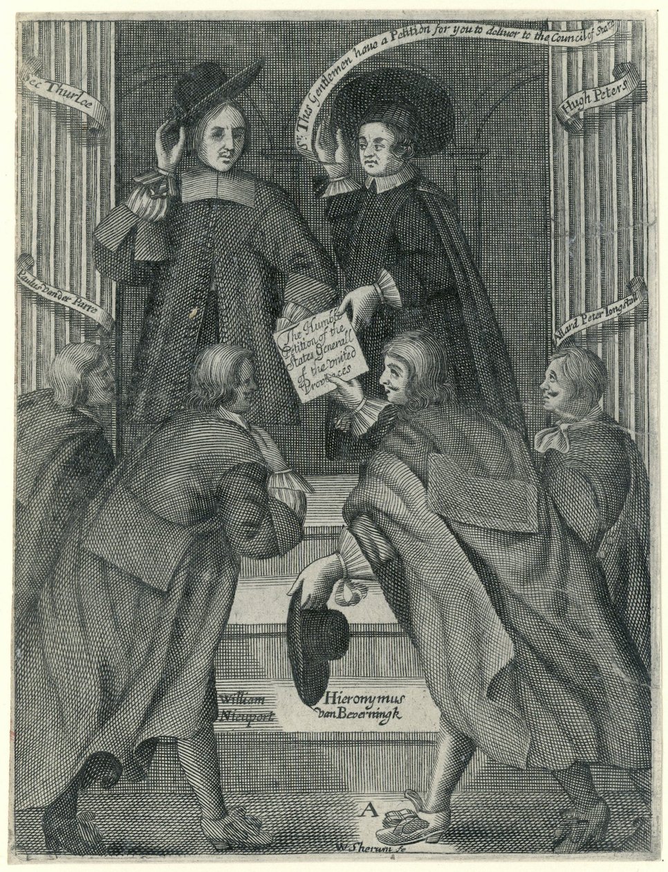 Fremlæggelse af et andragende til den engelske udenrigsminister, ca. 1654 af William Sherwin