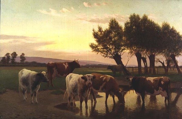 Aften nær Amberley af William Sidney Cooper