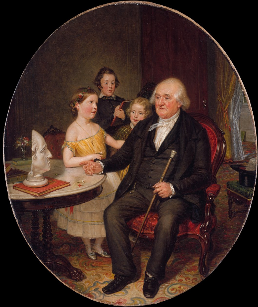 Oldefædres fortælling om revolutionen - et portræt af pastor Zachariah Greene, 1852. af William Sidney Mount