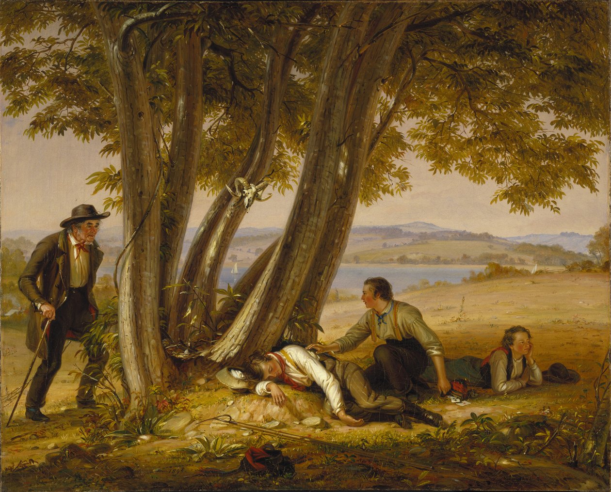 Spiller pjækkeri eller drenge, der bliver taget i at sove på en mark af William Sidney Mount