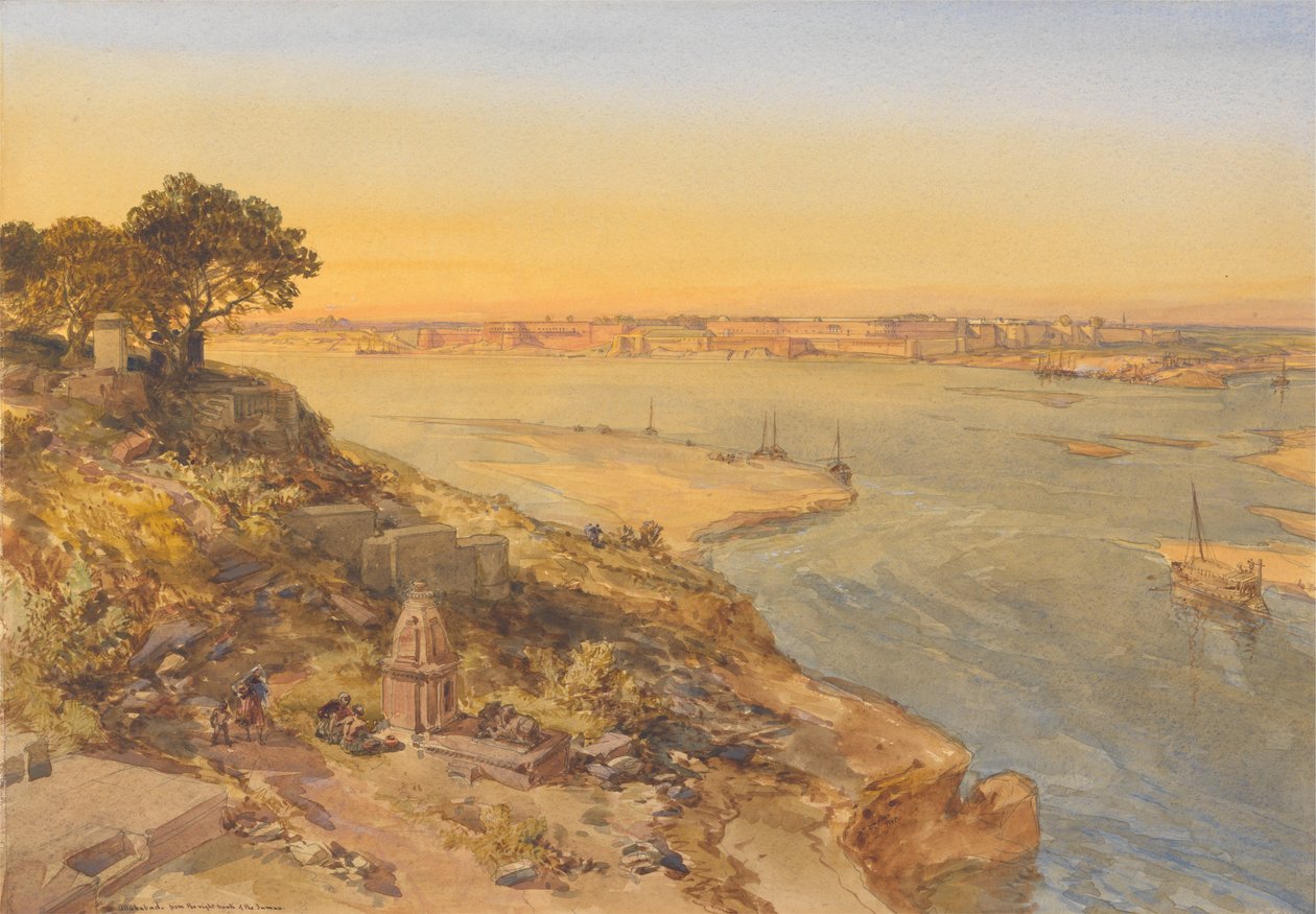 Allahabad, fra højre bred af Jumna af William Simpson