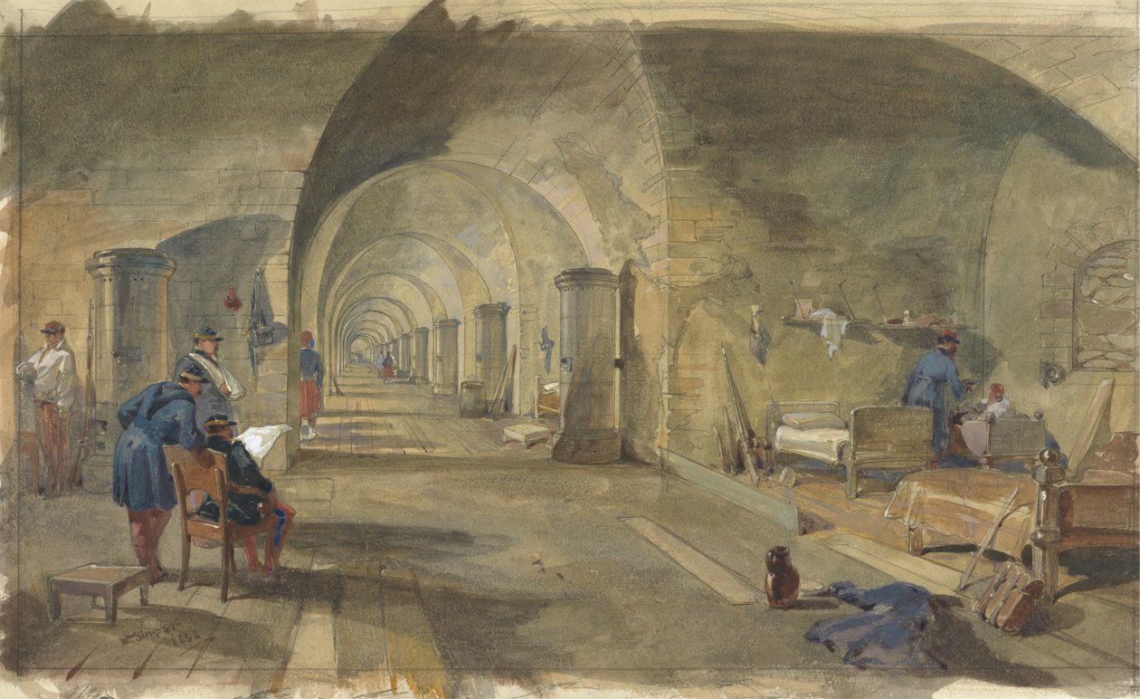 Interiør af Fort Nicholas, Sebastopol, Krim af William Simpson