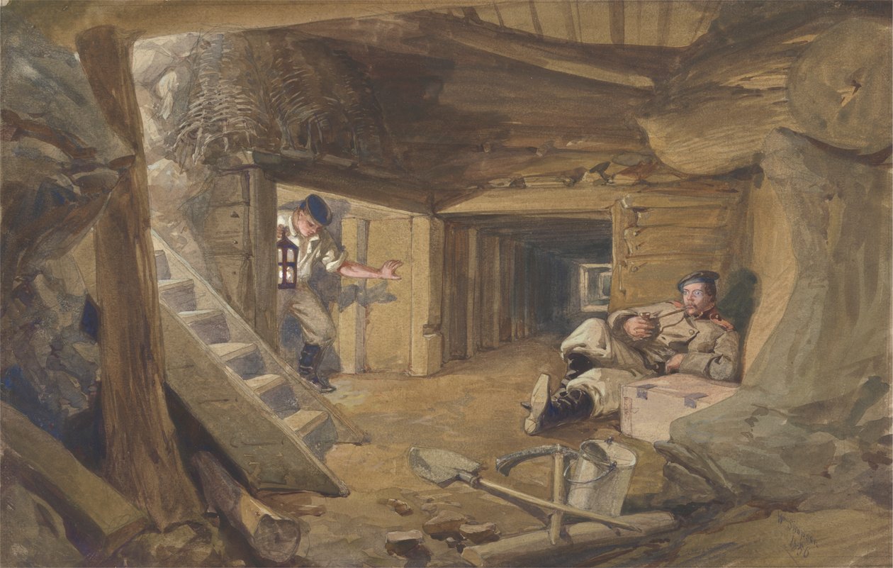 Mine i Bastion du Mat, Sebastopol, Krim af William Simpson