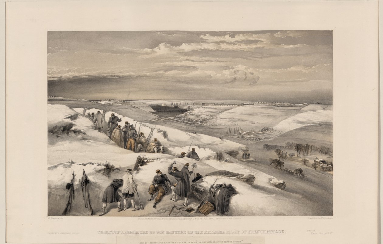 Sevastopol fra 26 kanon batteri, 1855 af William Crimea Simpson