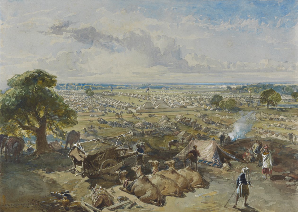 Generalguvernørens og den øverstkommanderendes lejr ved Jalandhar, 1. februar 1860 af William Simpson