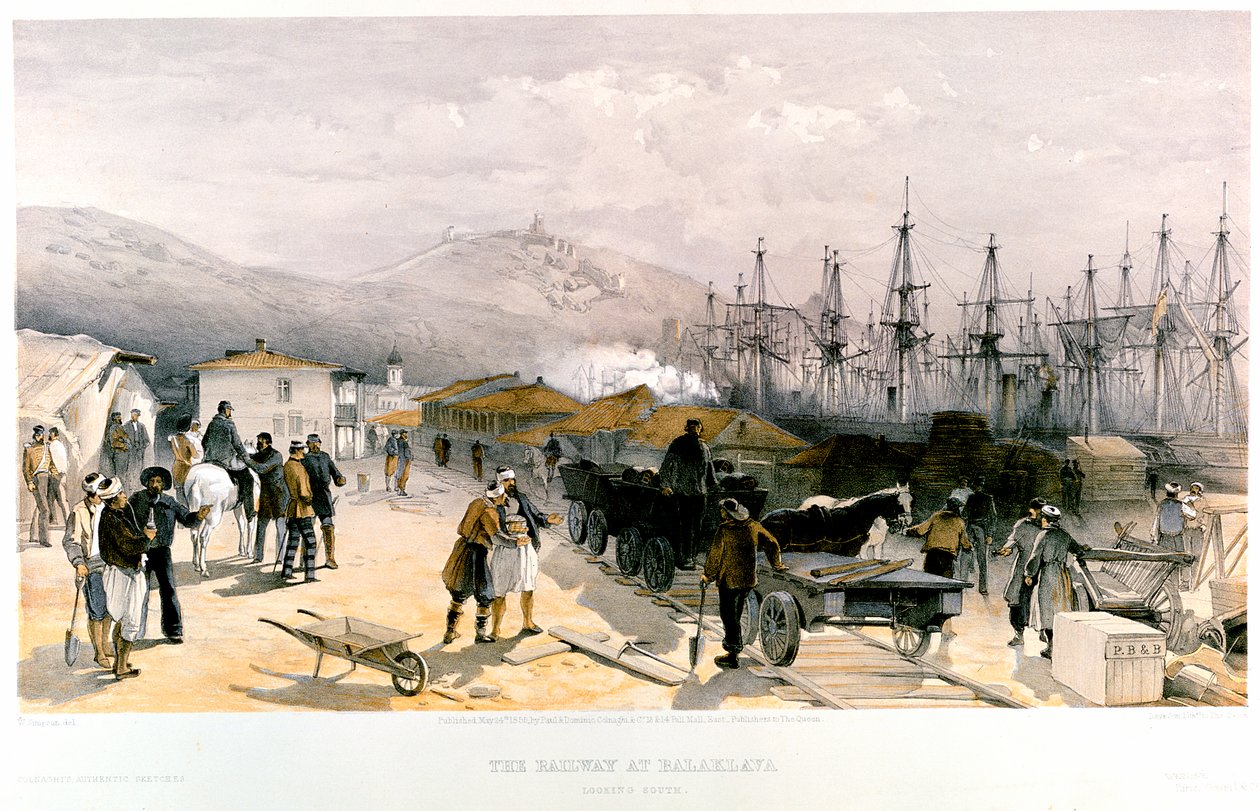 Jernbanen ved Balaklava, 1855-1856 af William Crimea Simpson