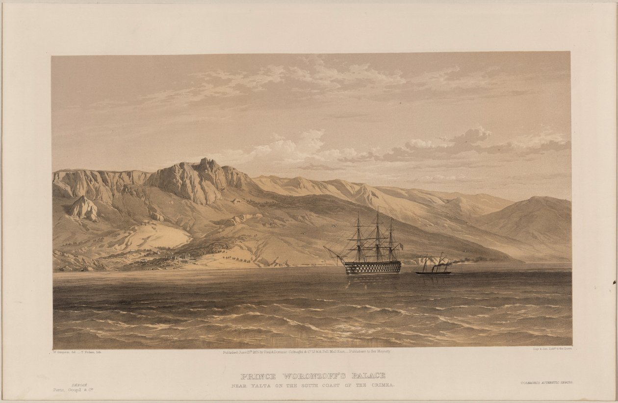 Udsigt over Vorontsovs-paladset, 1855 af William Crimea Simpson