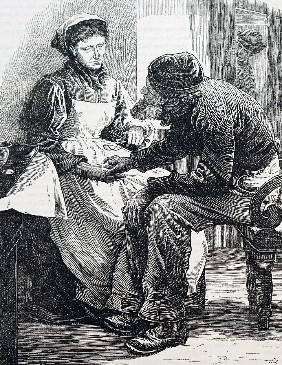 Et ældre ægtepar. Af William Small (1843-1929), en engelsk illustrator. 1880 (gravering) af William Small