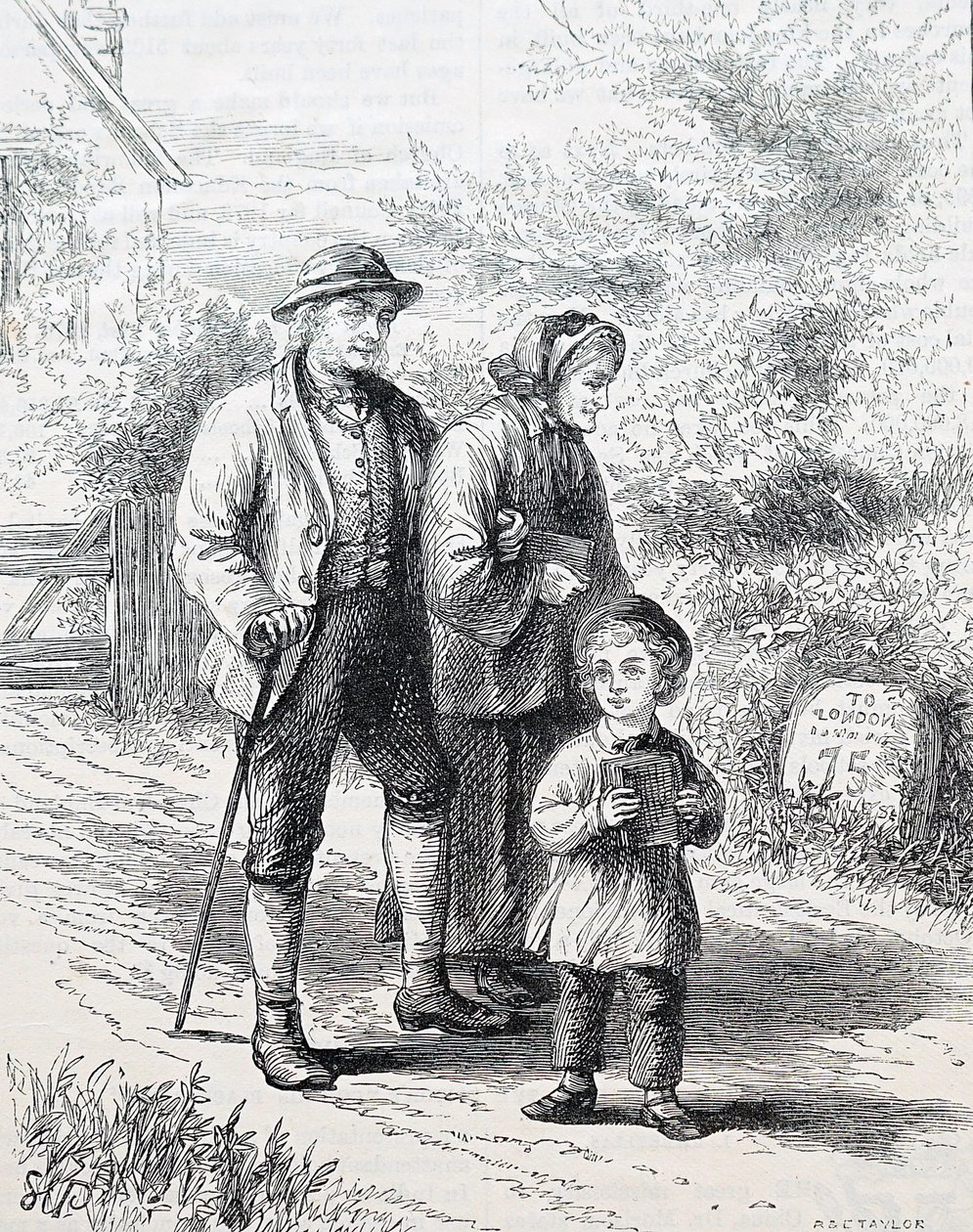 Et ældre ægtepar og deres barnebarn. Af William Small (1843-1929), en engelsk illustrator. 1880 (gravering) af William Small