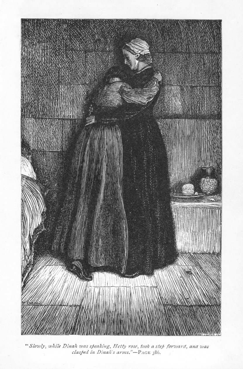 Hetty Sorrel, dømt til døden for barnemord, trøstet i fængslet af sin metodistprædikant-kusine, Dinah Morris. Hettys dom omdannes til transport gennem indgriben fra hendes forfører Arthur Donnithorne. Adam Bede af George Eliot, først af William Small