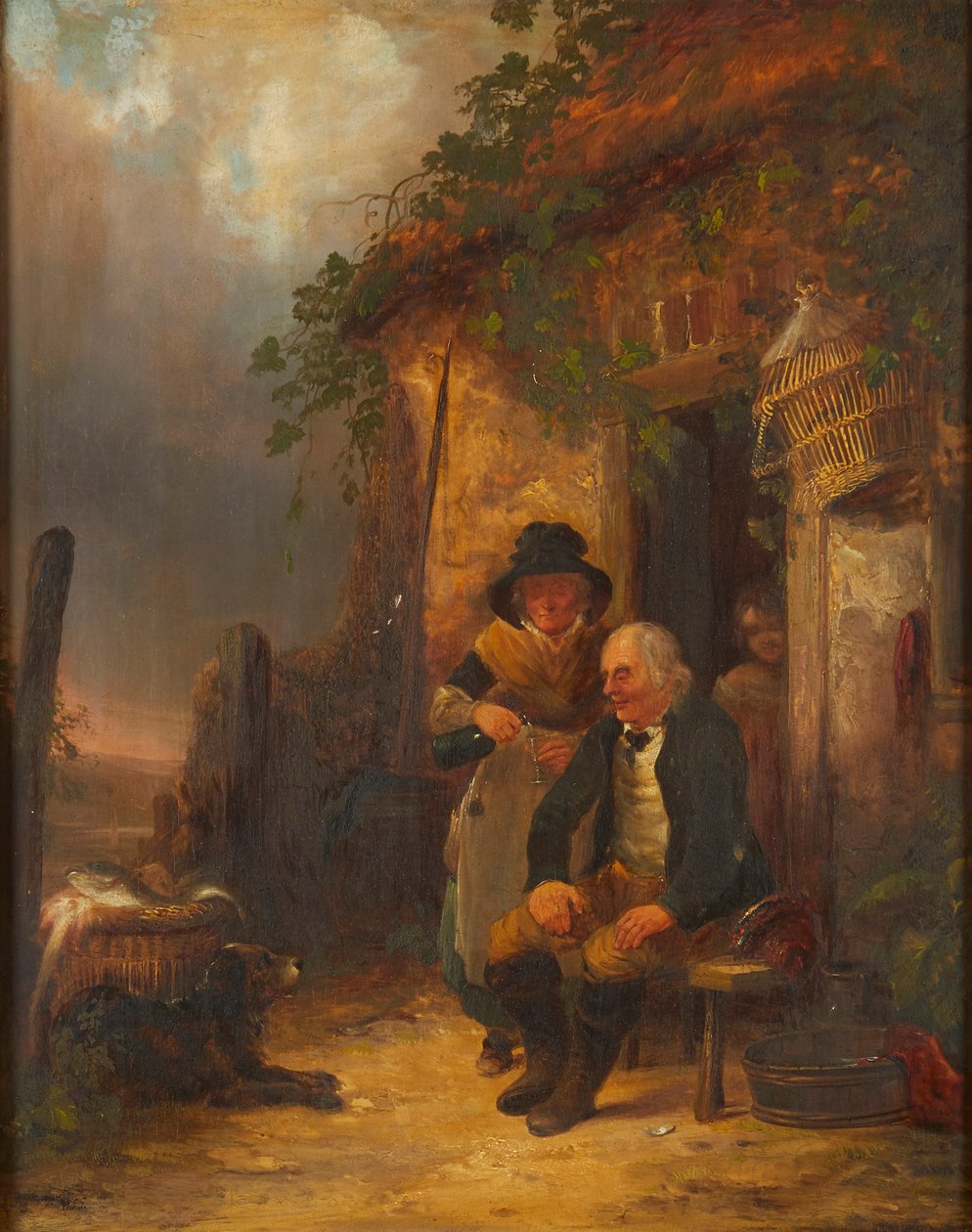 A Wee Dram (olie på panel) af William Snr. Shayer
