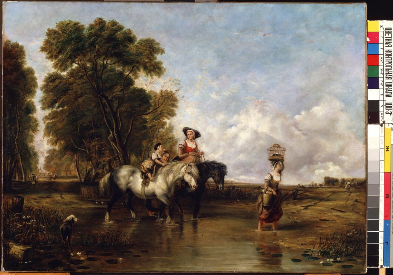 Ford krydsning (Gennem et vadested). Maleri af William I Shayer (1788-1879). Olie på lærred, 94,5 x 127,5 cm. 1800-tallets engelske skole. Statens M.K. Ciurlionis kunstmuseum, Kaunas (Litauen). af William Snr. Shayer