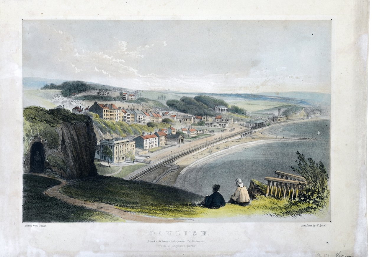 Dawlish c1845 (håndfarvet litografi på papir) af William Spreat