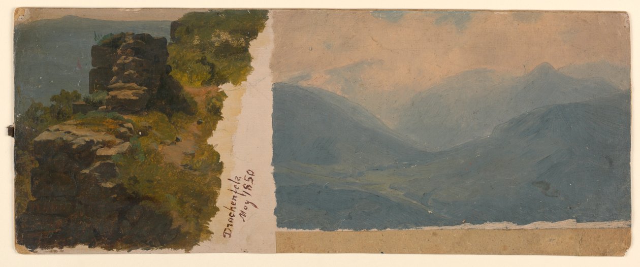 Studie af landskab, Drachenfels, Tyskland af William Stanley Haseltine