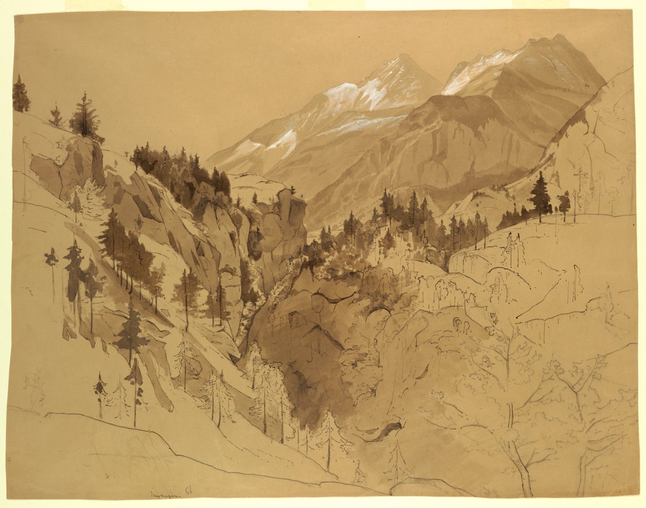 Studie af landskab, Meiringen, Schweiz af William Stanley Haseltine