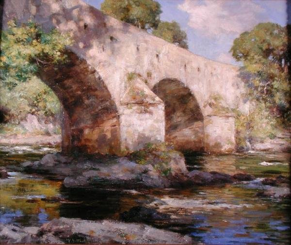 Bridge of Dee, Galloway, Summer (olie på lærred) af William Stewart MacGeorge