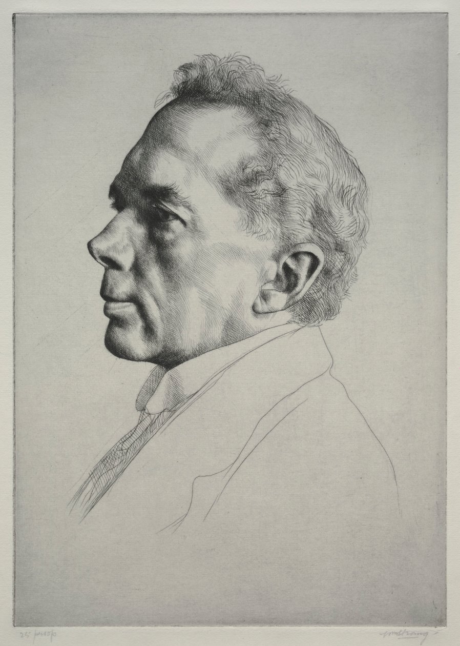 Campbell Dodgson, Profil til venstre, 1919. af William Strang
