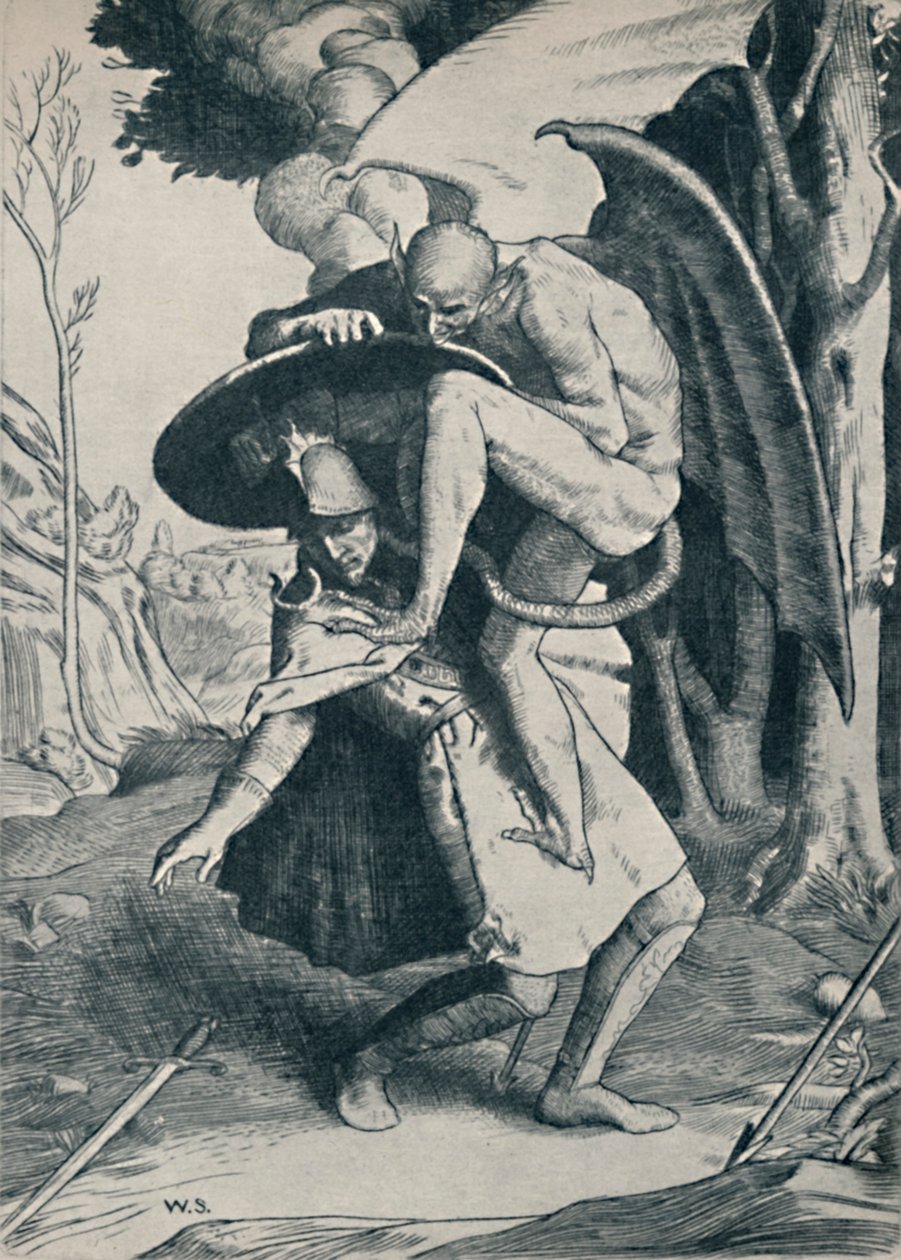 Christian Fighting Apollyon, 1895, 1923 af William Strang