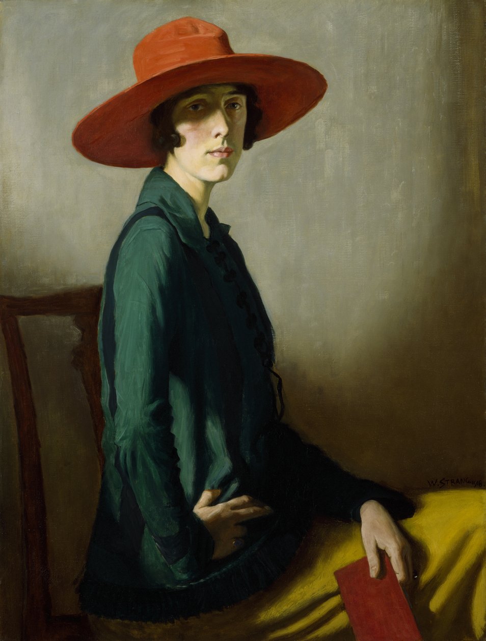 Nainen, jolla on punainen hattu af William Strang