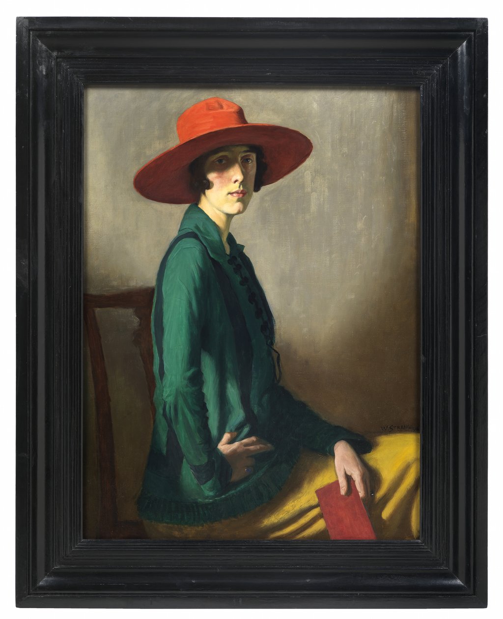 Dame med rød hat af William Strang