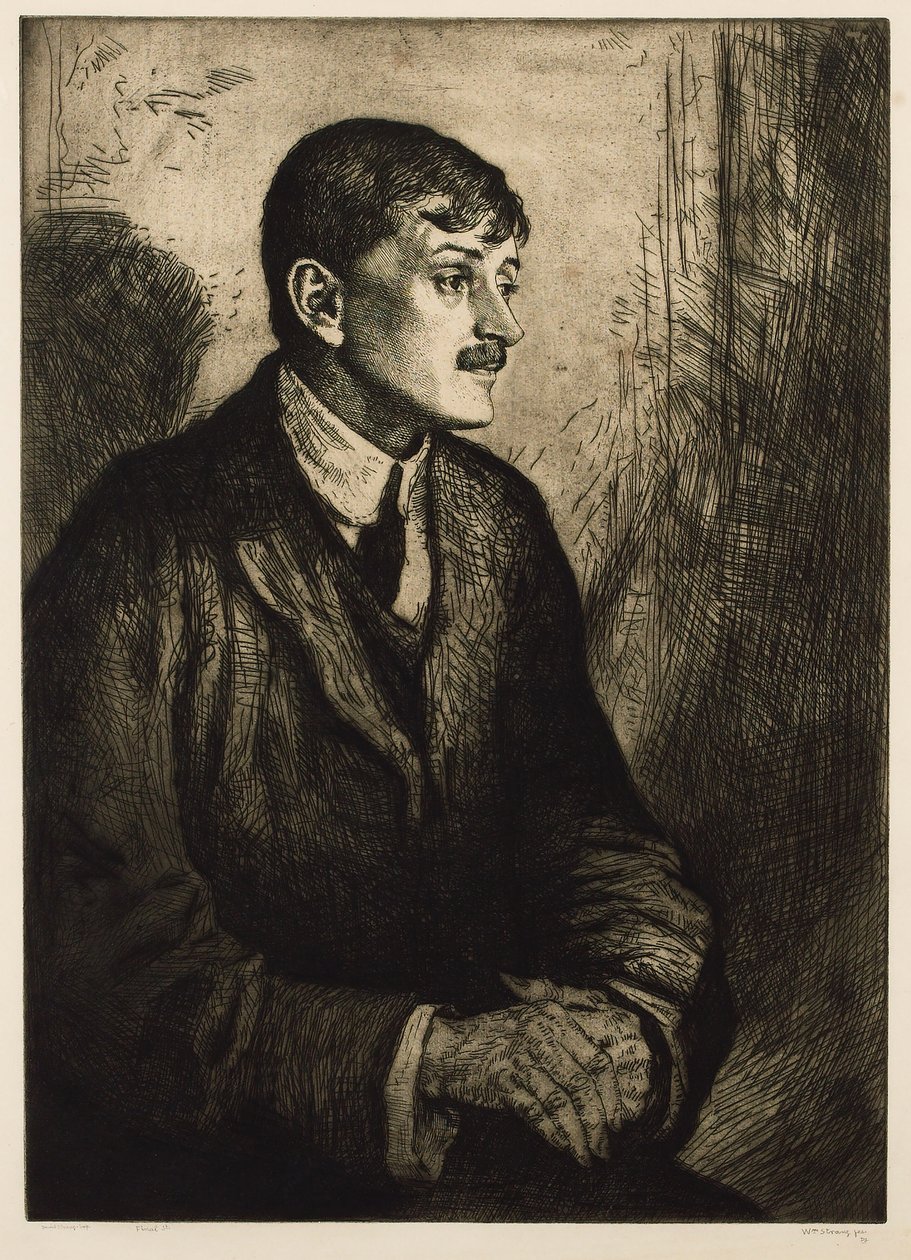 Portræt af digteren John Masefield 1878-1967. af William Strang