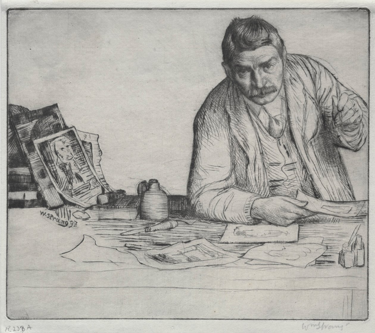 Selvportræt - Ætseren, 1897. af William Strang