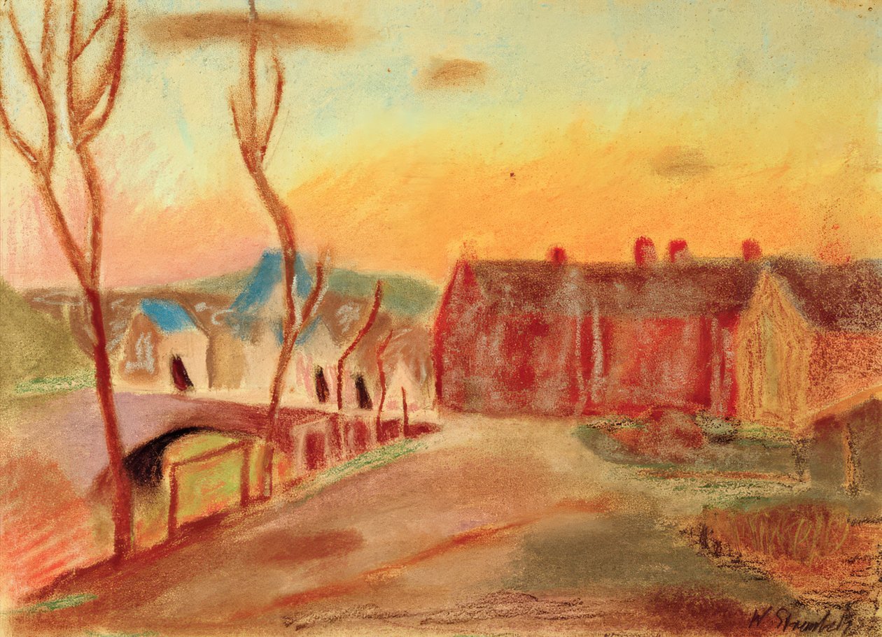 Dorfweg i Rosa af William Straube