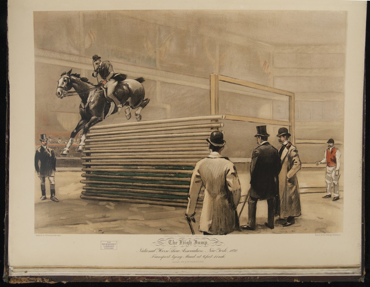 The High Jump, National Horse Show Association, New York 1892, Transportbinding Maud på 6 fod 1 tomme af William Sullivant Vanderbilt Allen