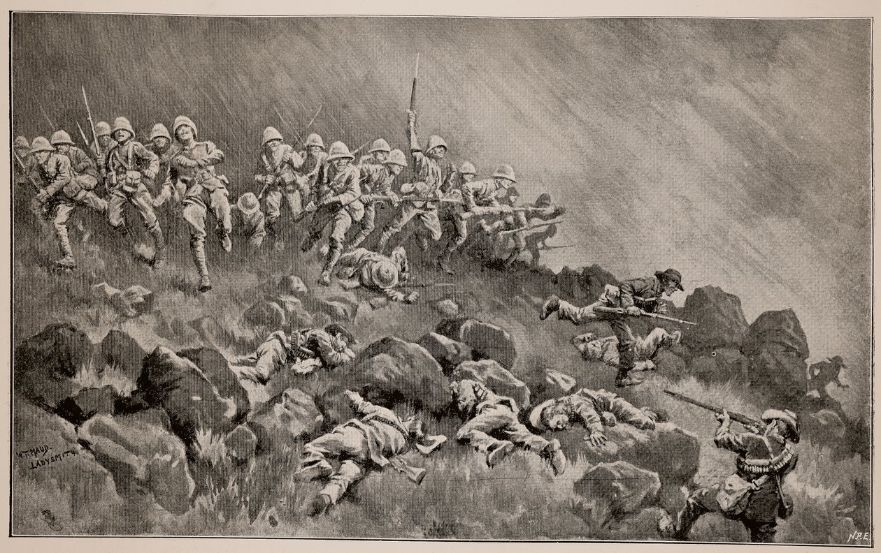 Det store angreb på Ladysmith: The Devons Clearing Wagon Hill af William T. Maud