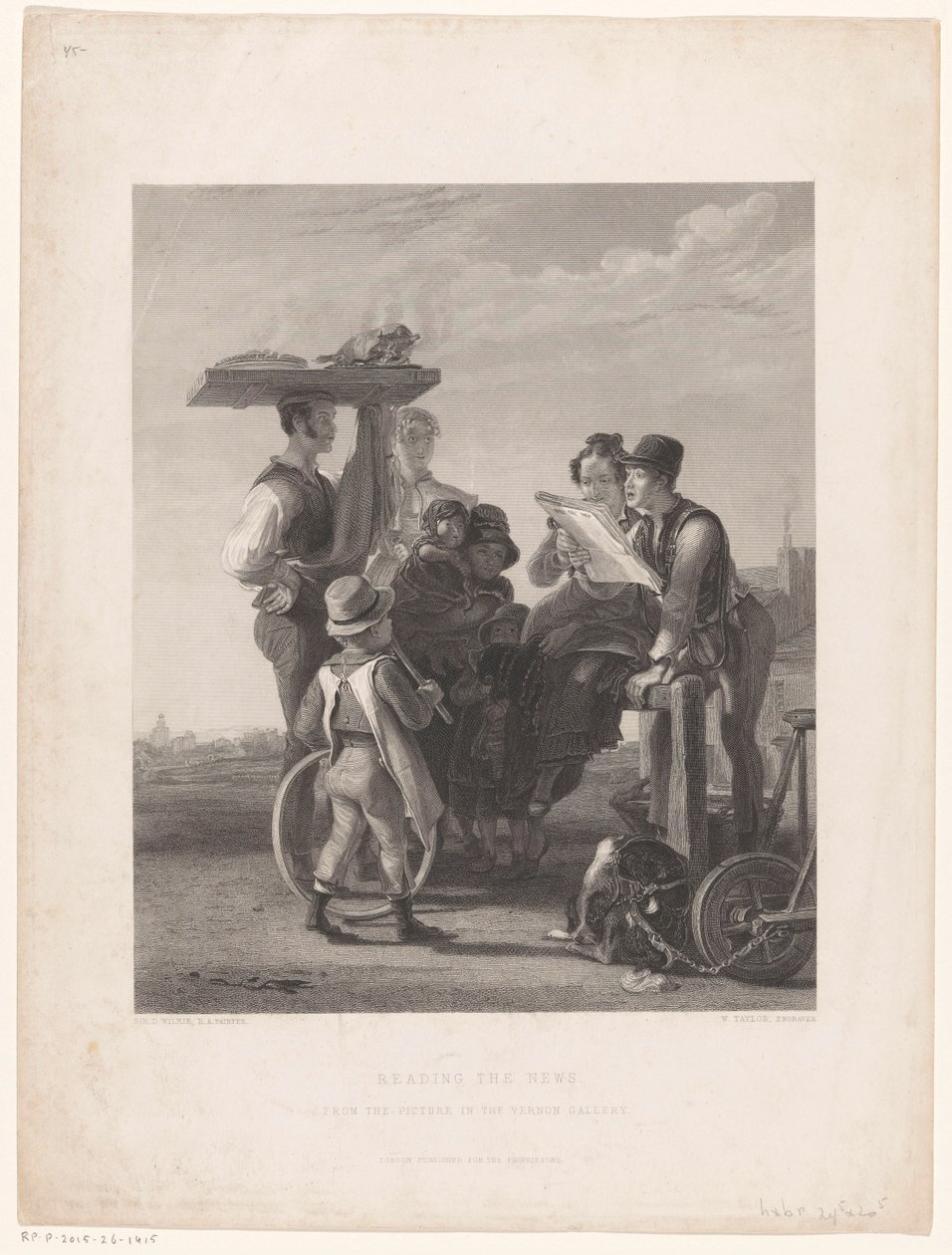 Læser fra en avis Læser nyhederne (titel på objekt) af William Taylor (prentmaker)