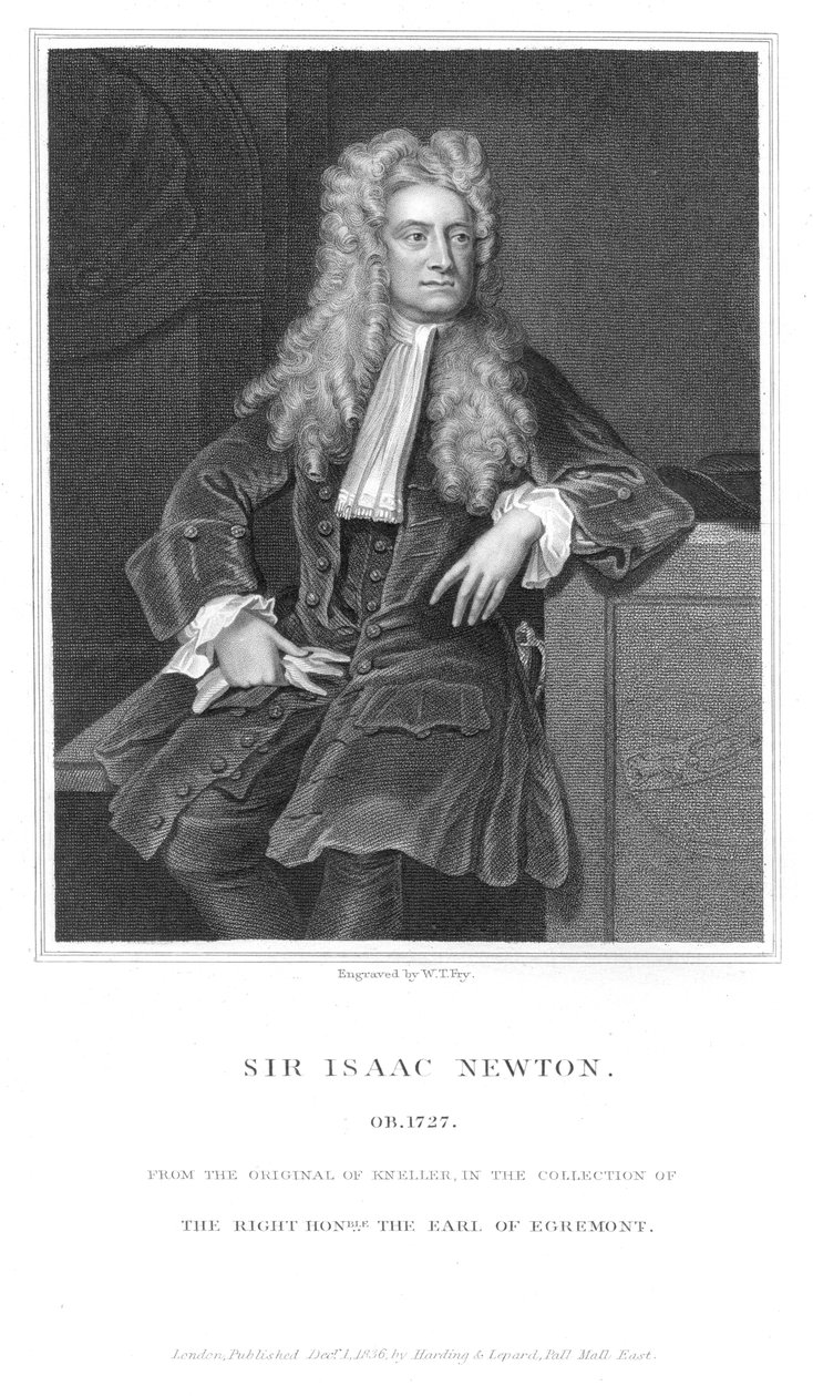 Isaac Newton, engelsk matematiker og fysiker, 1836 af William Thomas Fry