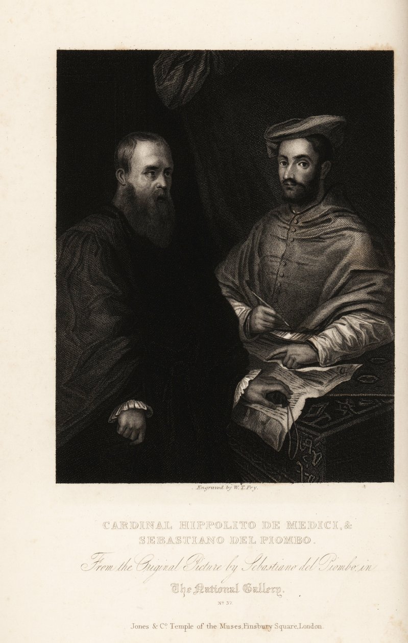 Portræt af Sebastiano del Piombo, italiensk maler fra højrenæssancen og tidlige maneristiske perioder, ca. 1485-1547, med kardinal Ippolito de