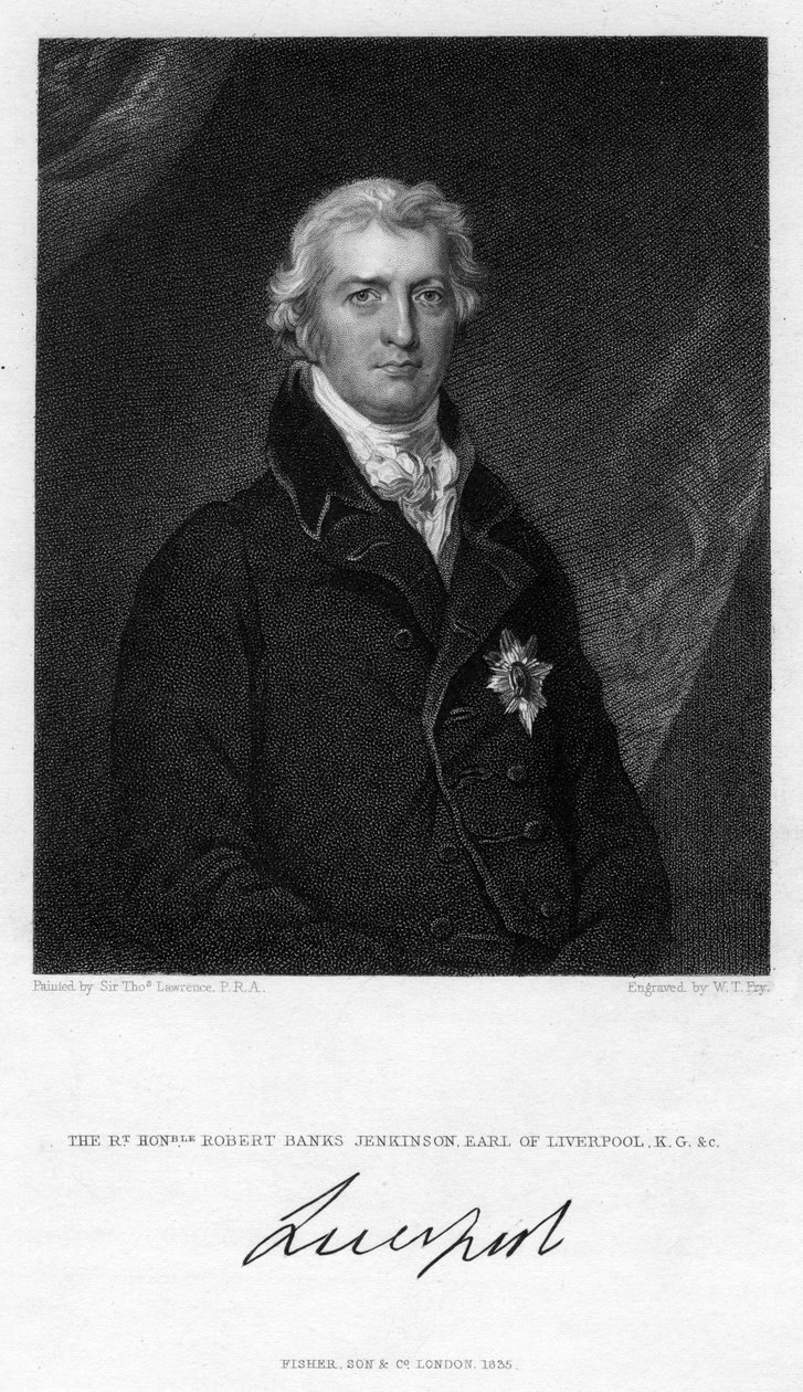 Robert Jenkinson, 2. jarl af Liverpool, britisk politiker og premierminister, 1835. af William Thomas Fry