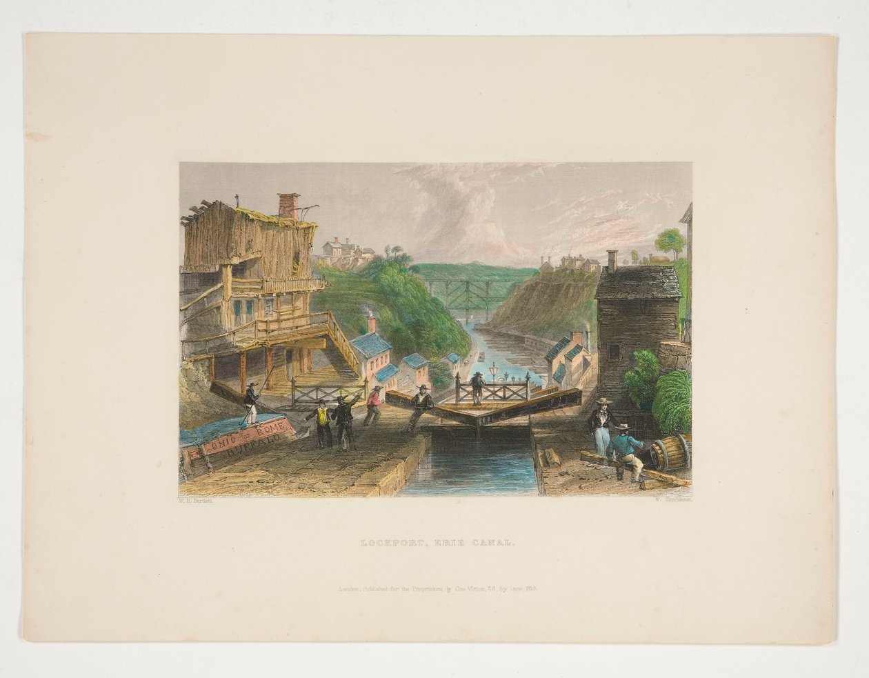 Lockport, Erie Canal, illustration til Nathaniel Parker Willis af William Tombleson