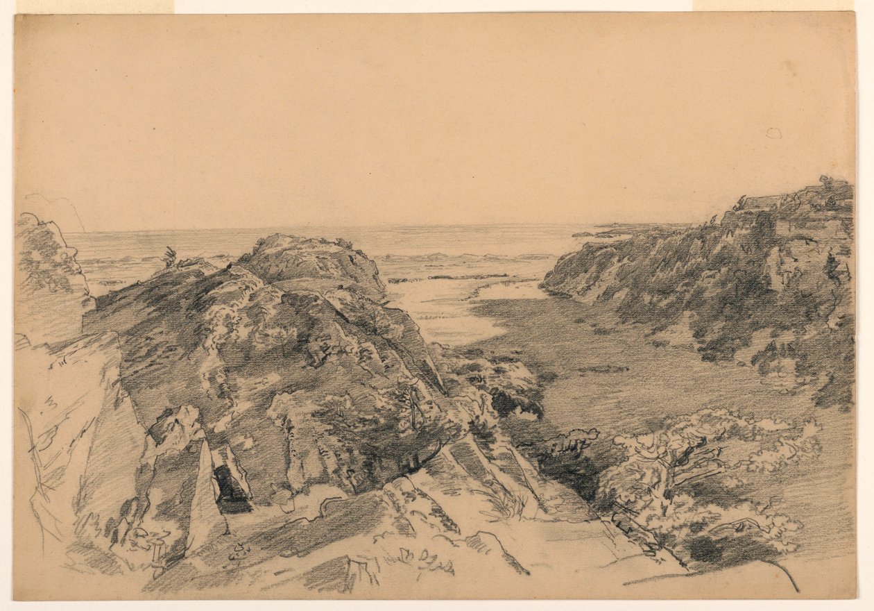 Tegning, Paradise and Purgatory, Middletown, Rhode Island, ca. 1875-80 af William Trost Richards