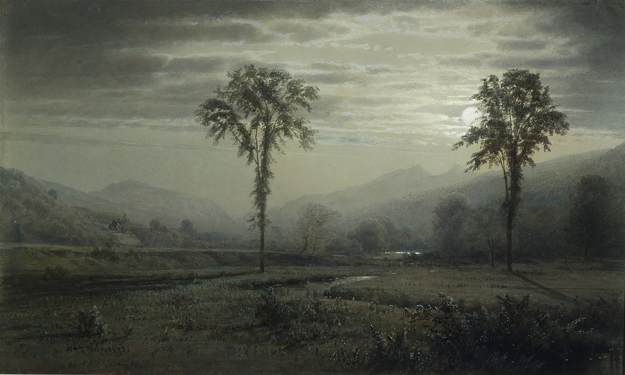 Måneskin på Mount Lafayette, New Hampshire, 1873. af William Trost Richards