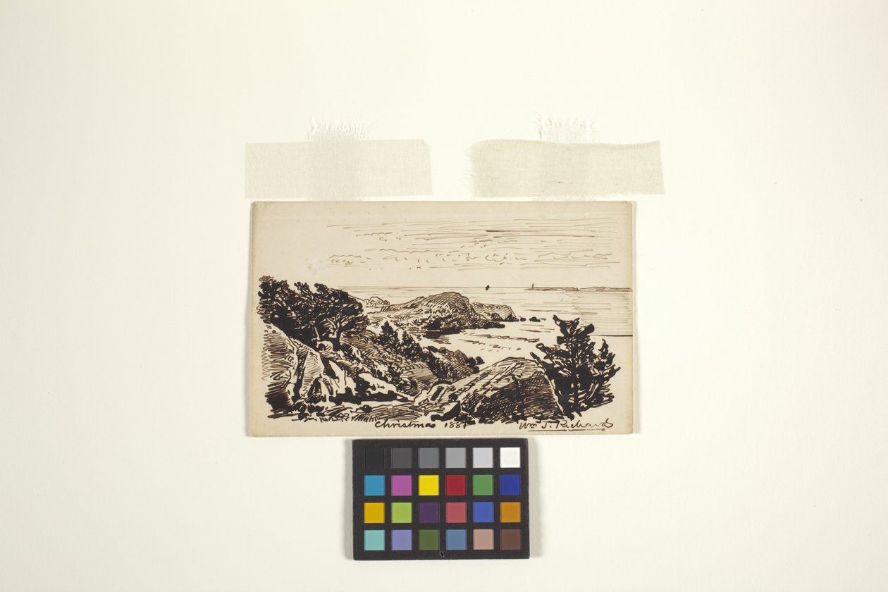 Seascape (pen og blæk på fløde vævet papir) af William Trost Richards