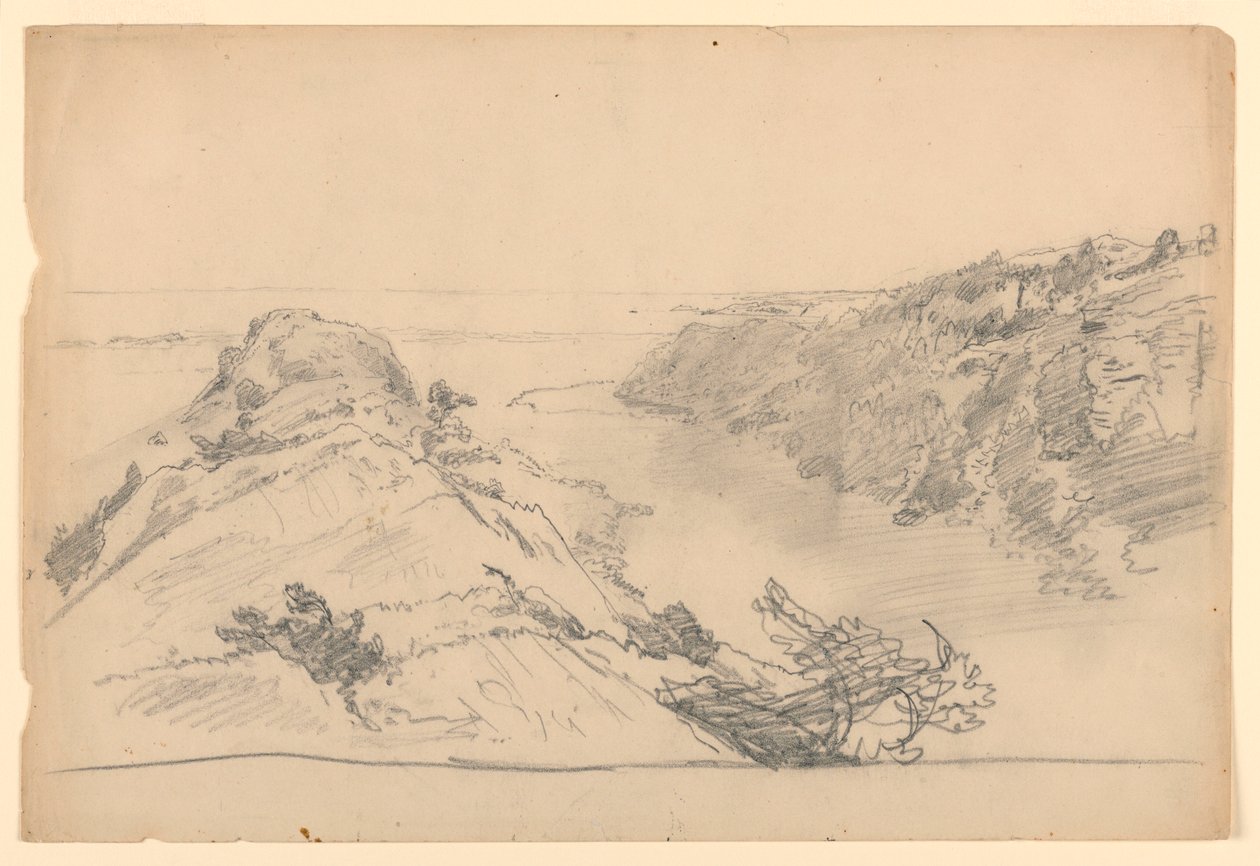 Undersøgelse til "Fra paradis til skærsilden, Newport" af William Trost Richards