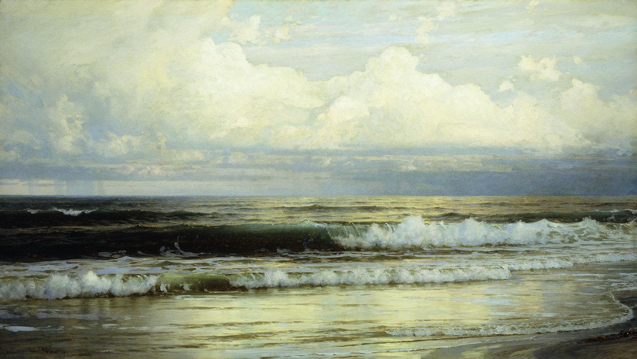 Solbeskinnede skyer og hav, 1897 af William Trost Richards