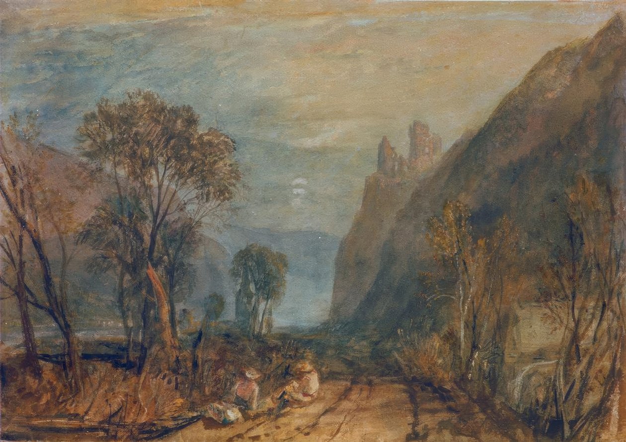 Udsigt over Rhinen – Bautsburg af Joseph Mallord William Turner