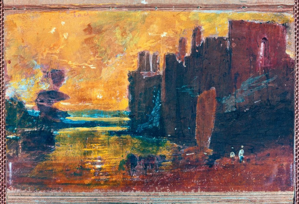 Caernarvon Slot ved solopgang af Joseph Mallord William Turner