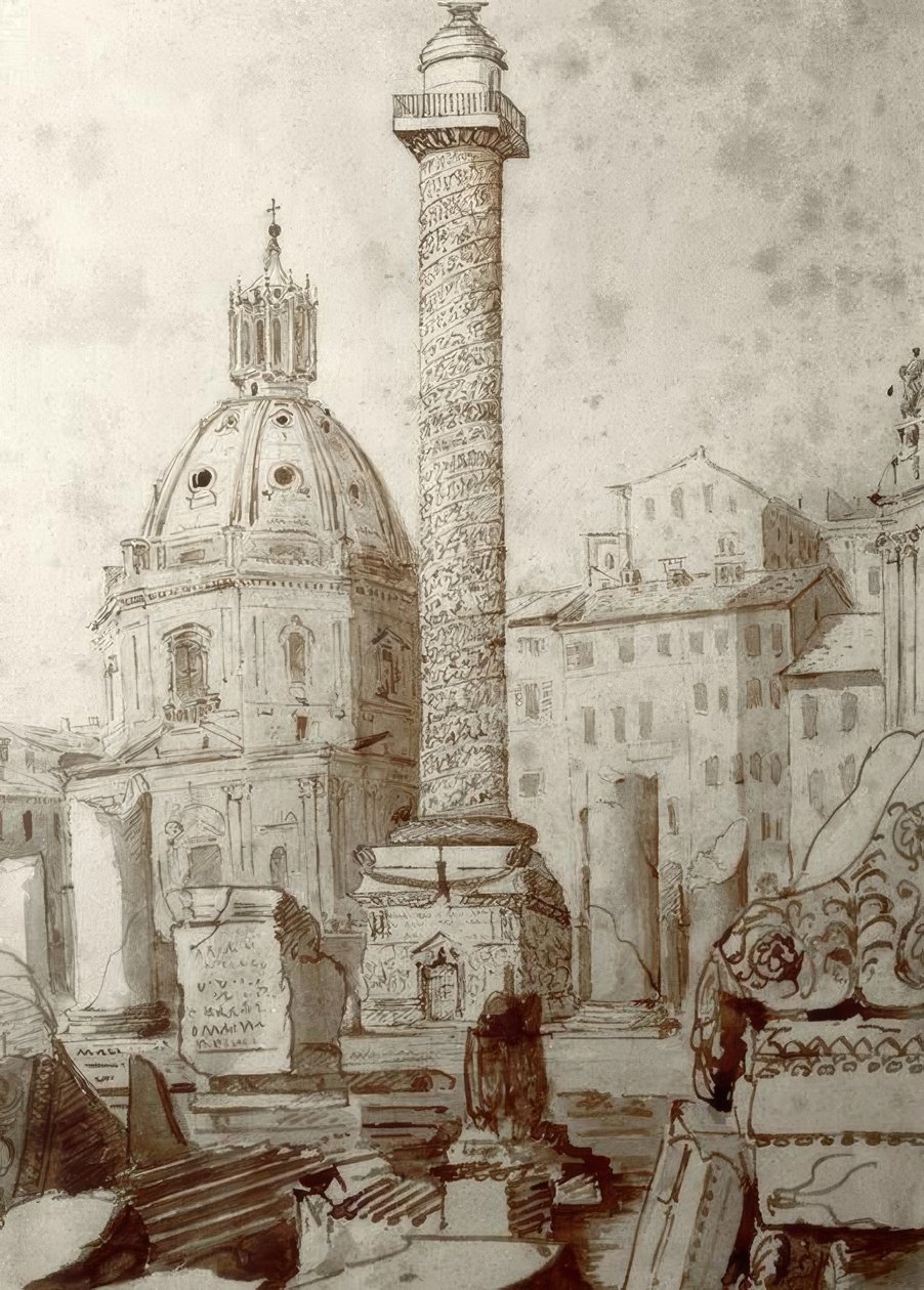 Trajansøjlen i Rom af Joseph Mallord William Turner