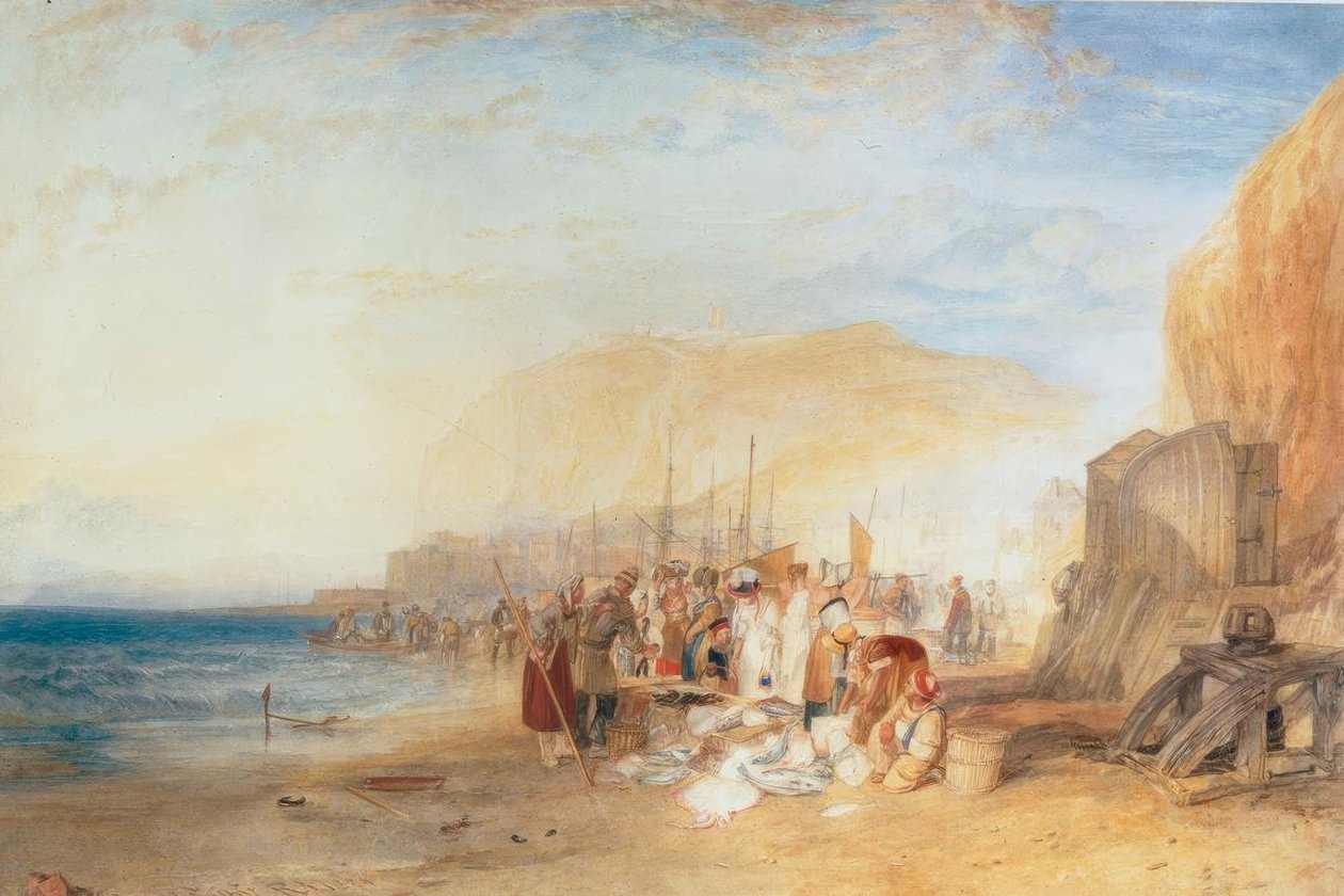 Hastings: Fiskemarked på sandet, tidlig morgen af Joseph Mallord William Turner