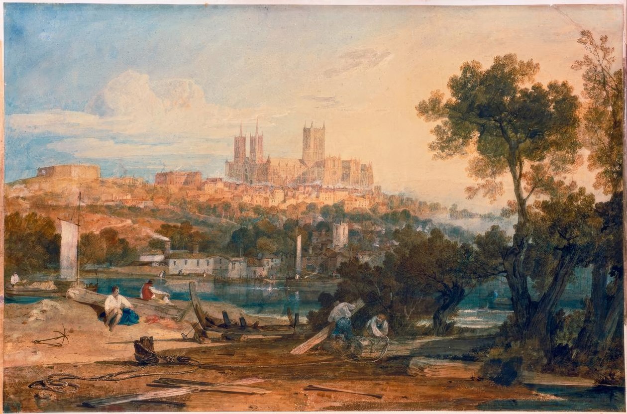Lincoln Cathedral fra Holmes, Brayford af Joseph Mallord William Turner