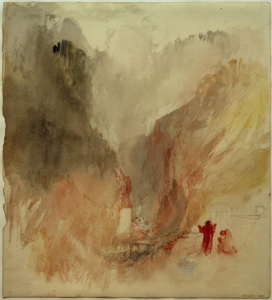 Kigger op ad slugten ved Pre-Saint Didier af Joseph Mallord William Turner