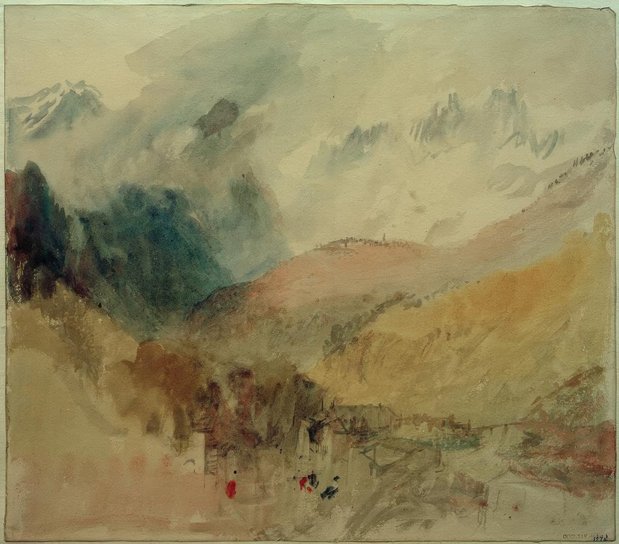 Mont-Blanc og le Chetif ser ud over Pre-Saint Didier i Val dAosta af Joseph Mallord William Turner