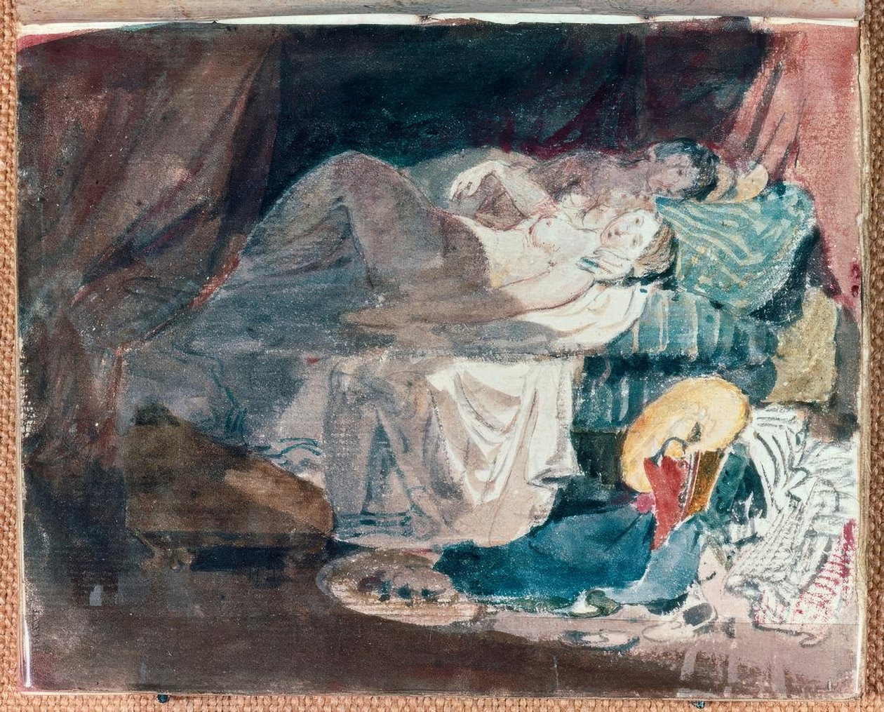 Nøgen pige og en ledsager på en seng af Joseph Mallord William Turner