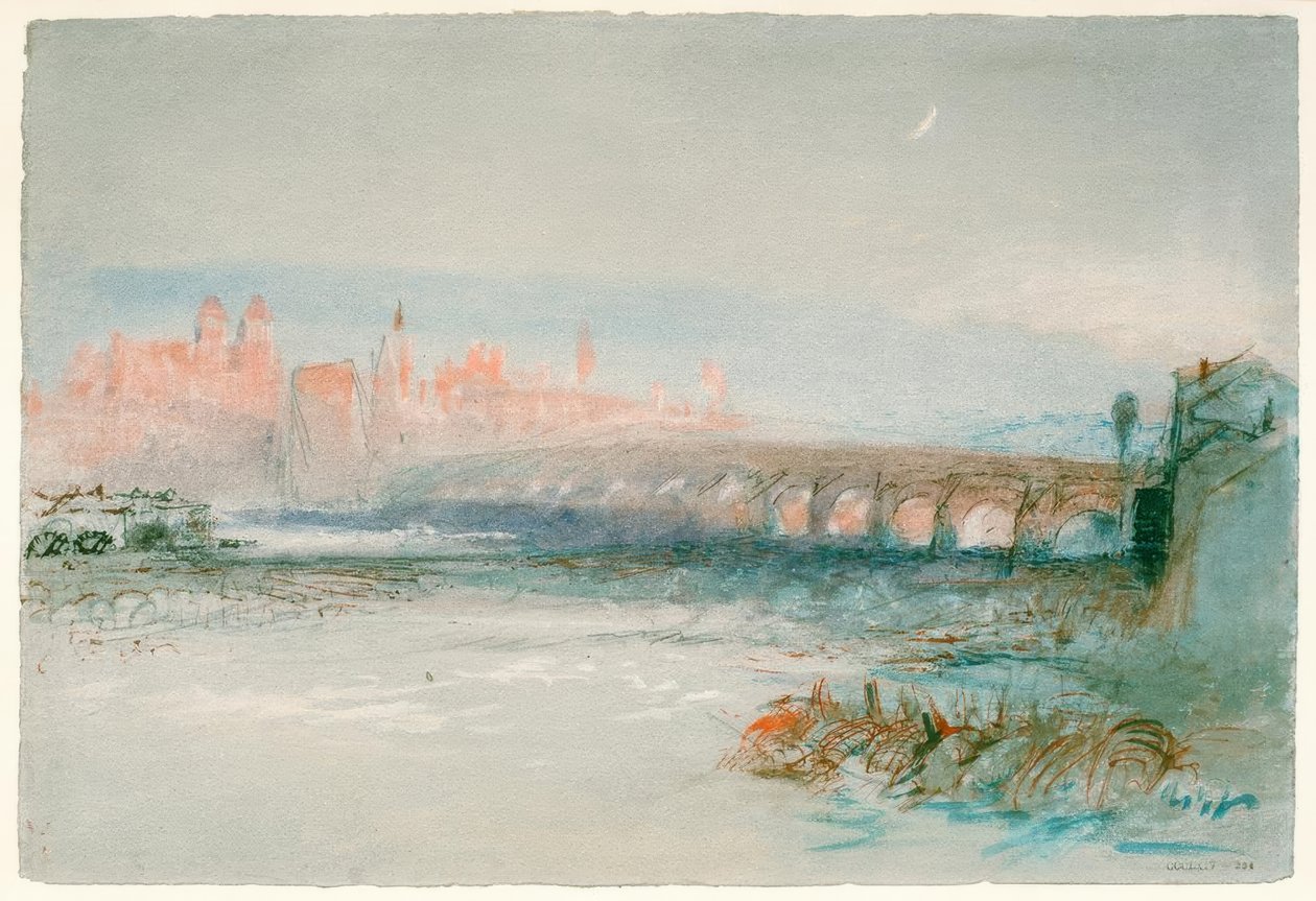 Regensburg set fra den anden side af Donau af Joseph Mallord William Turner