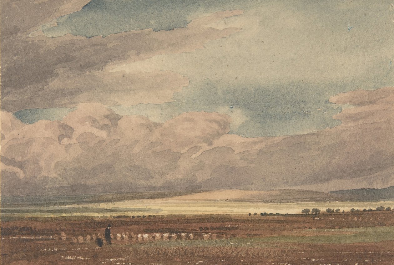 Salisbury Plain med Old Sarum in the Distance, Wiltshire, 1810-62. af Joseph Mallord William Turner